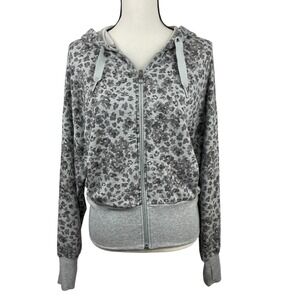 Athleta Balance Printed‎ Full-Zip Hoodie Small Gray Long Sleeve Thumbholes